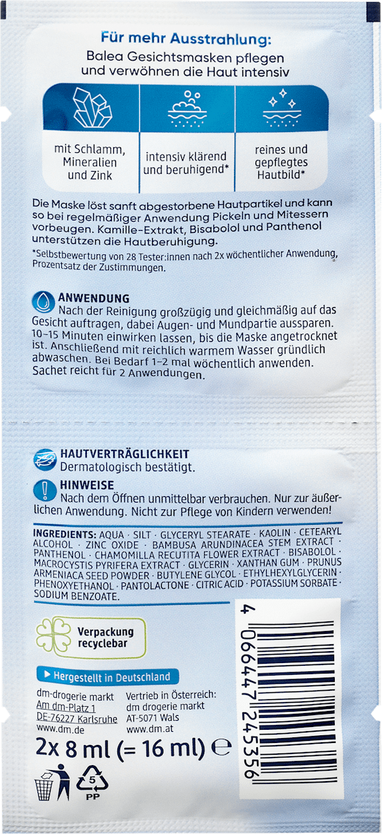 Gesichtsmaske Totes Meer (2x8 ml), 16 ml