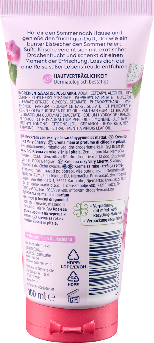Balea Very Cherry Hand Cream – 3.4 fl oz