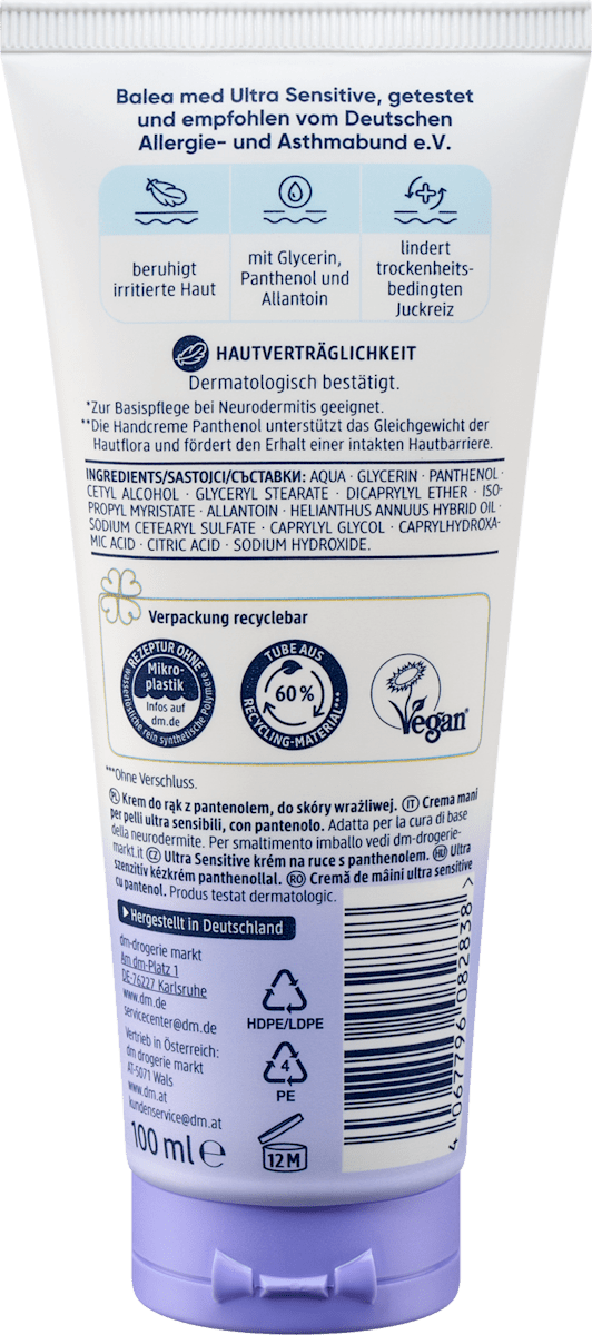 Handcreme Ultra Sensitive, 100 ml