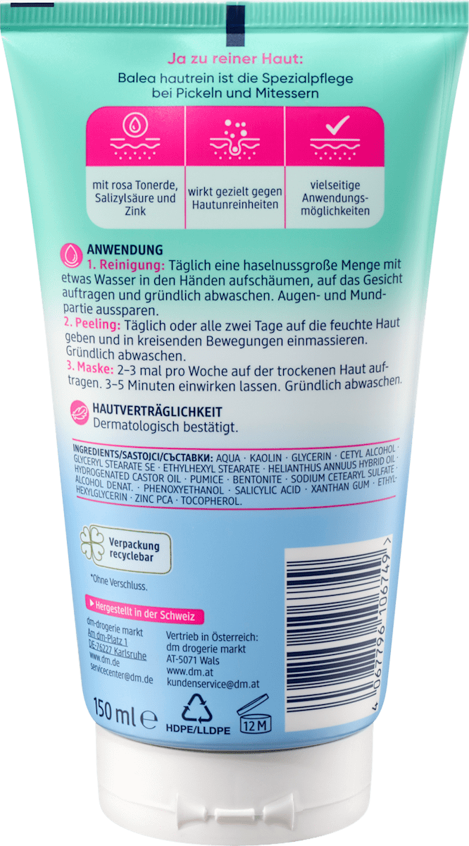 Gesichtsreinigung, Peeling & Maske 3in1 hautrein, 150 ml