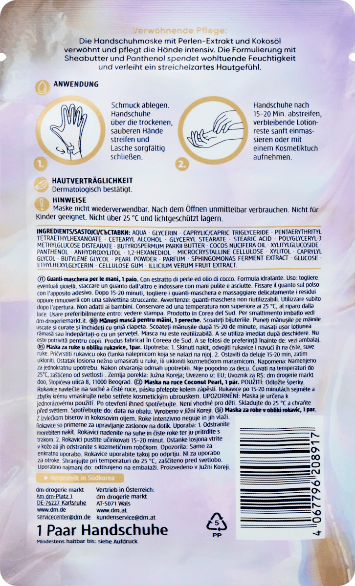 Handschuhmaske Coconut Pearl (1 Paar), 2 St